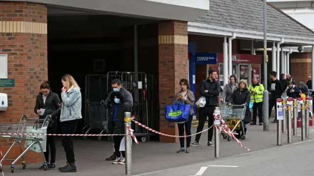Queue at supermarket