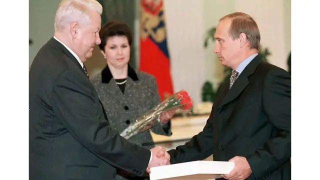 Boris Eltsine et Vladimir Poutine