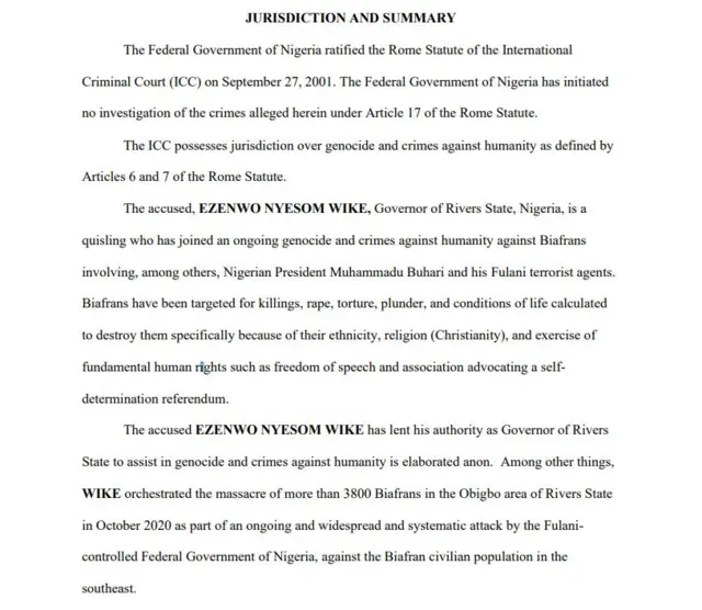 Otu akwụkwọ n'ime nke Bruce Fein gbara Govanọ Nyesom Wike