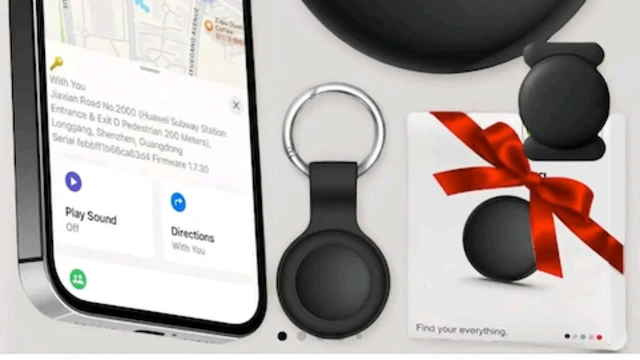 Entrée de boutique pour les traceurs GPS. Petits disques noirs.
