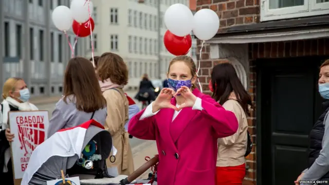 Yulia taking part in a demonstration held in Copenhagen, last year