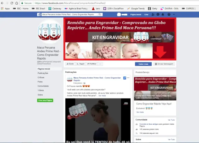 Imagem mostra divulgaçãoroll over bet7kproduto como kit para engravidar no Facebook