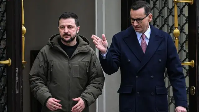 पोलैंड के प्रधानमंत्री के साथ यूक्रेन के राष्ट्रपति.