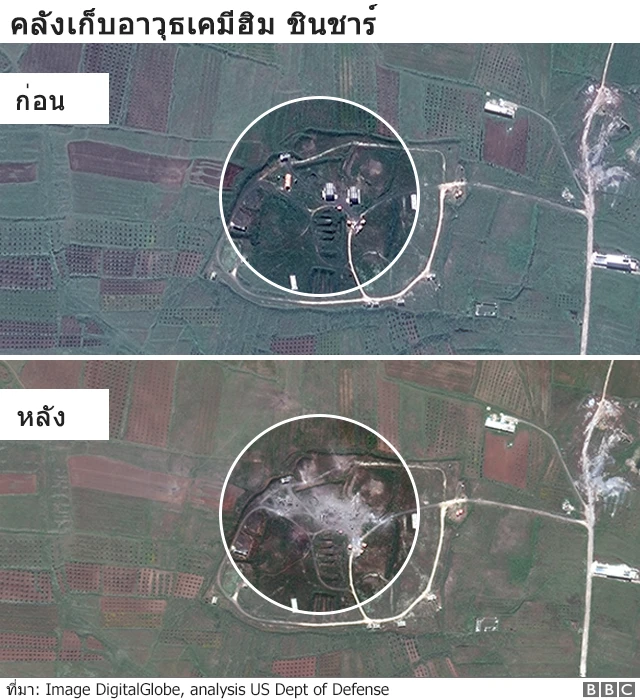 ภาพคลังอาวุธของซีเรียที่ถูกโจมตี