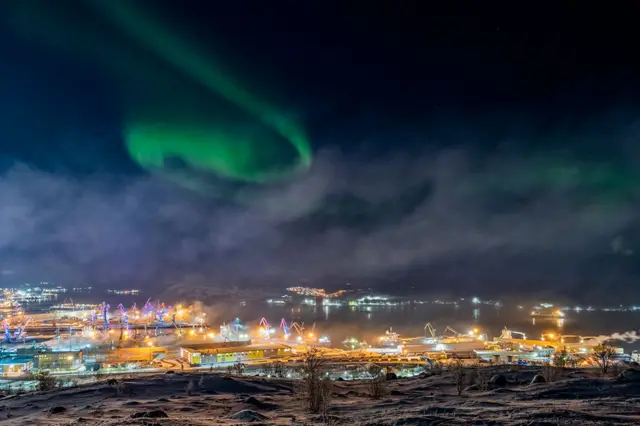 An image of Aurora Borealis in Murmansk, Russia