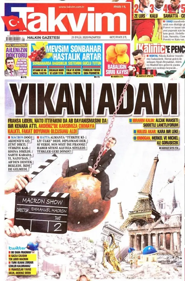 روزنامه‌های هوادار دولت در ترکیه به شدت از مکرون انتقاد کرده‌اند