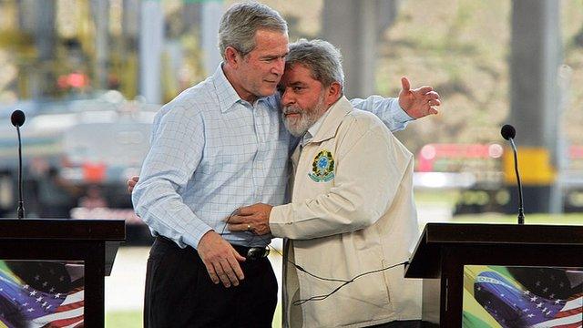 Os presidentes Bush e Lula