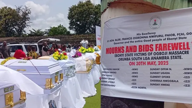 Akpati ozu mmadụ iri na otu ahụ n'ogige Unity Square, Abakaliki ebe a nọ kaara ha ụka ikpeazụ na ebe e depụtara aha