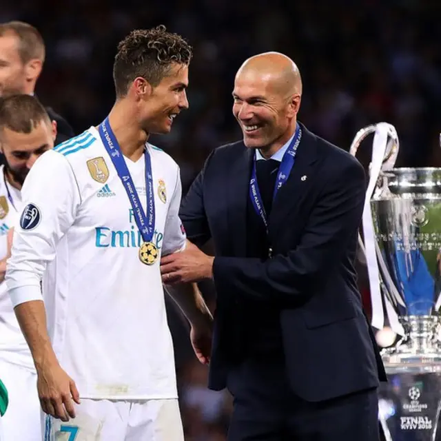 Cristiano Ronaldo y Zinedine Zidane en la final de la Liga de Campeones.