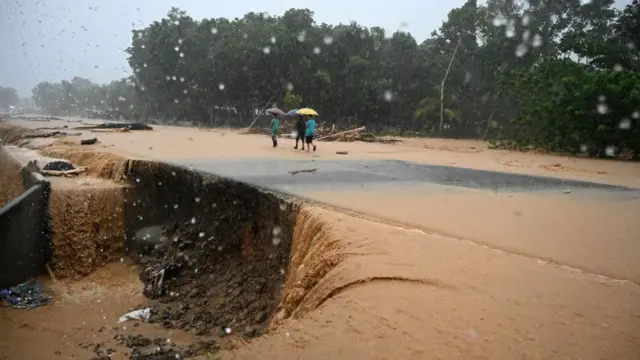Carretera inundada en Honduras