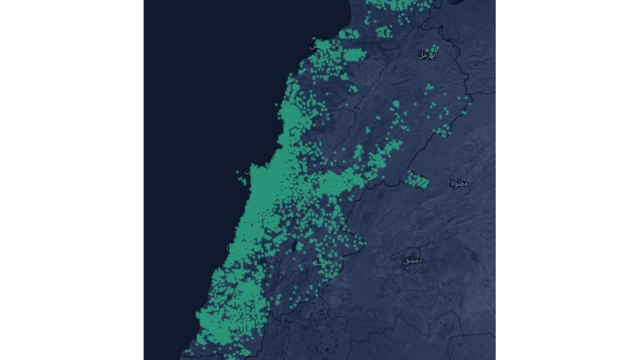 خريطة لموقع هيليوم تظهر عدد أجهزة التعدين في لبنان 20 - 10 - 2022