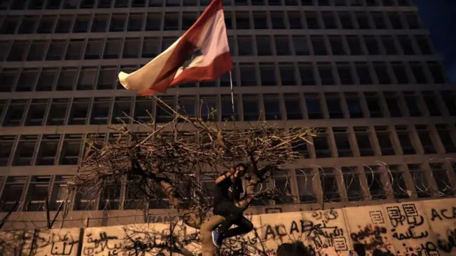 من المظاهرات أمام مصرف لبنان في بيروت