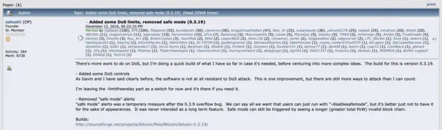Último post de Nakamoto no Bitcointalk, lançando uma nova versão do Bitcoin (0.3.19) e explicando ajustes técnicos