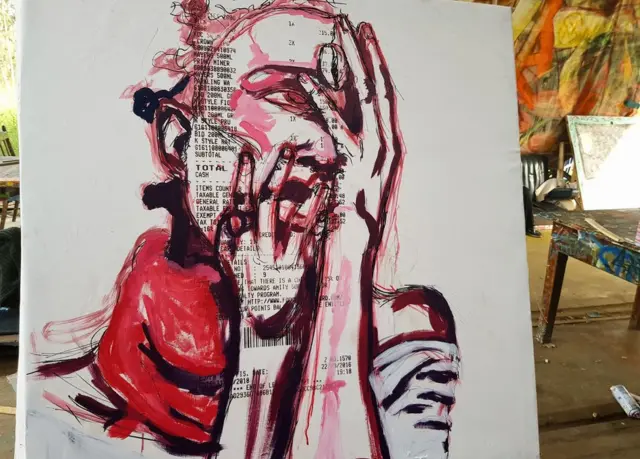 Portrait of a woman in pain