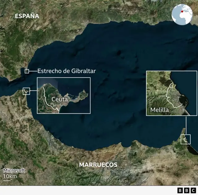 Mapa de Ceuta y Melilla