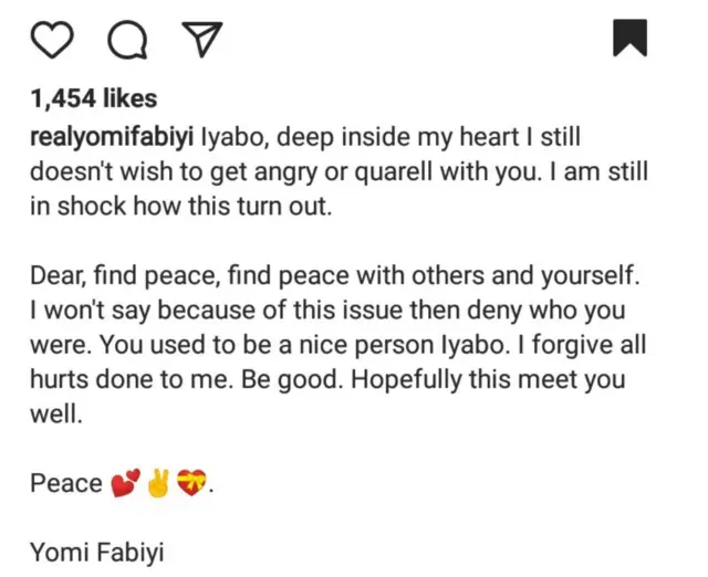 Ọrọ ti Yomi Fabiyi kọ si Iyabo Ojo
