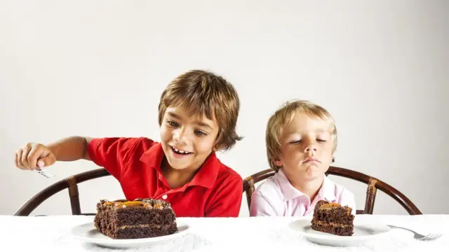 Дети за столом - концепция справедливости