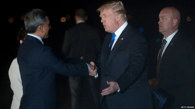 Singapore Minister for Foreign Affairs Vivian Balakrishnan with Trump