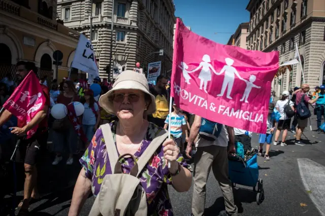 Protesto contra o aborto em Roma