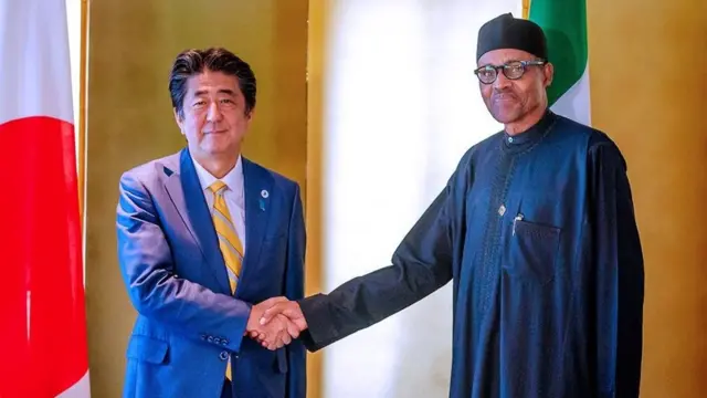 Muhammadu Buhari pẹlu Aarẹ Japan
