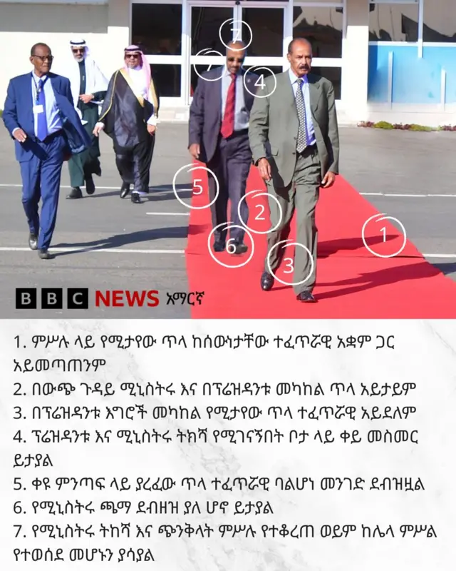 በምሥሉ ላይ ፕሬዝዳንቱ ከፊት ለፊት፣ የውጭ ጉዳይ ሚኒስትሩ ደግሞ በቅርብ ርቀት ከኋላቸው ይታያሉ።