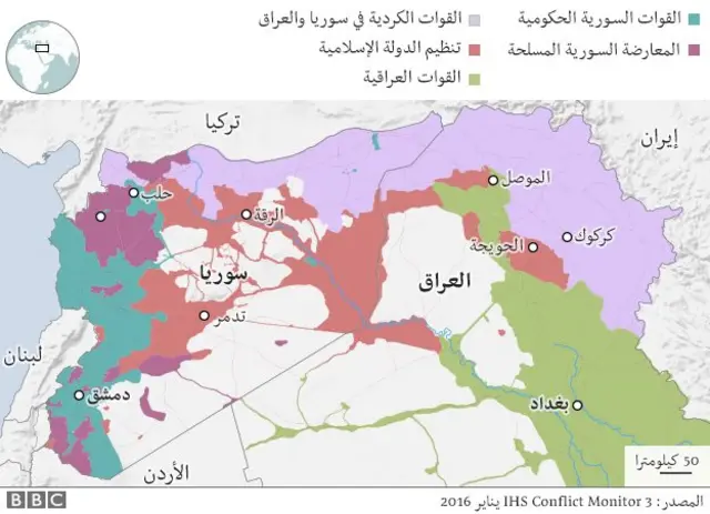 خريطة لمواقع القوات