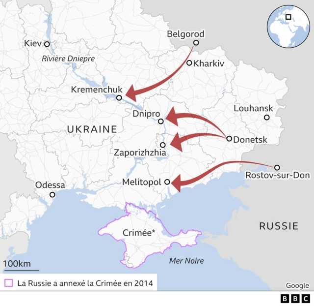 Graphique attaque Russe vers l'Ukraine