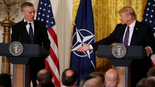 NATO Genel Sekreteri Jens Stoltenberg ve ABD Başkanı Donald Trump