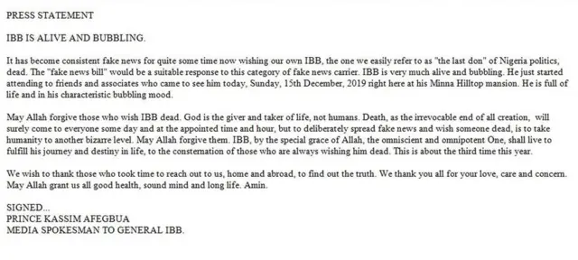 Ọrọ agbẹnusọ Ọgagun Babangida