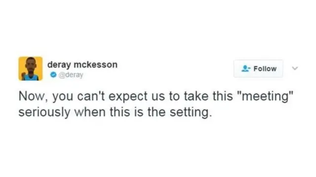 Правозахисник Дерай Маккессон: "Тепер ви не можете очікувати від нас, щоб ми серйозно сприймали цю "зустріч", коли вона так організована"