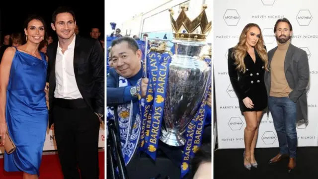 Frank e Christine Lampard; Vichai Srivaddhanaprabha; e Tamara Ecclestone e seu marido