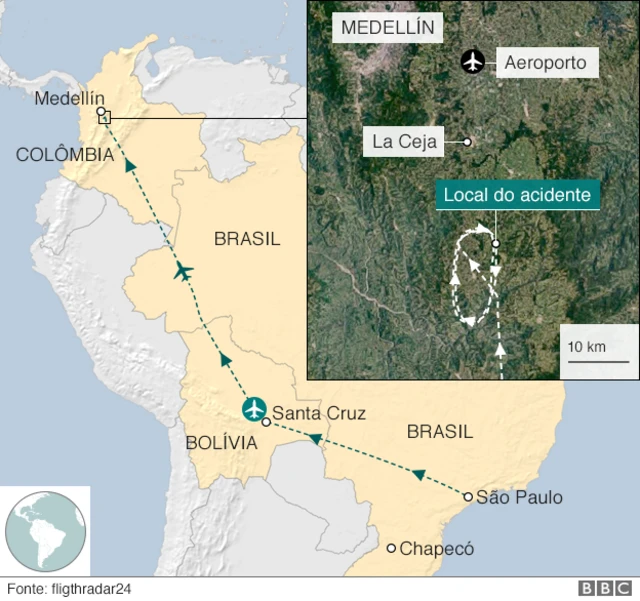 Mapa do local do acidente