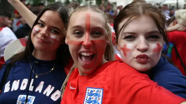 England fans gather in the West End ahead of the Euro 2020 final against Italy in London, UK, on 11 July 2021