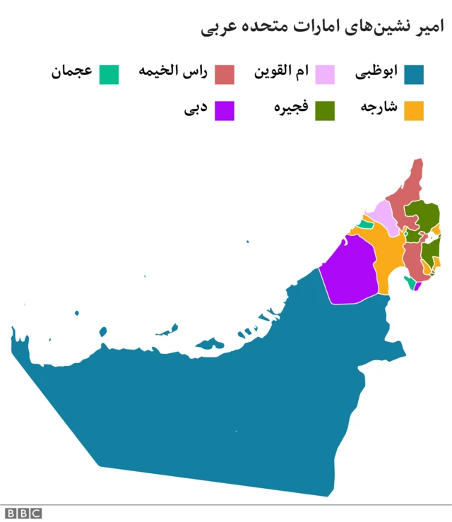 در میان هفت امارتی که امارات متحده عربی را تشکیل می‌دهند، امارت ابوظبی بزرگترین است که بخش عمده خاک این کشور را تشکیل می‌دهد