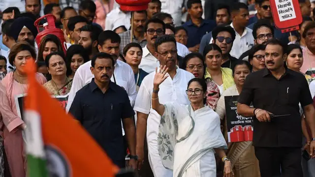 एलपीजी संकट के ख़िलाफ़ प्रदर्शन करतीं ममता बनर्जी.