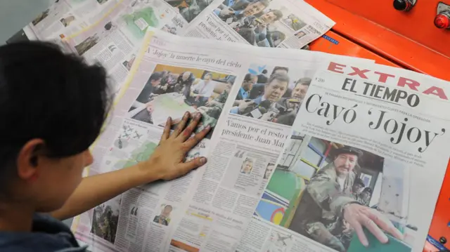Portada periódico el tiempo anuncia la muerte del Mono Jojoy