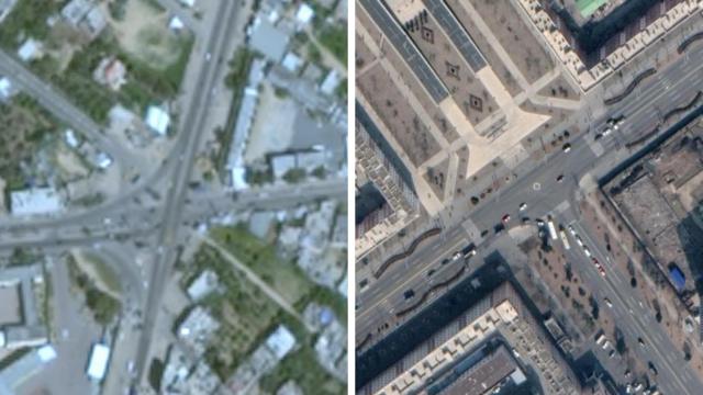 Снимки Google Earth: слева Сектор Газа, справа - Пхеньян, столица Северной Кореи