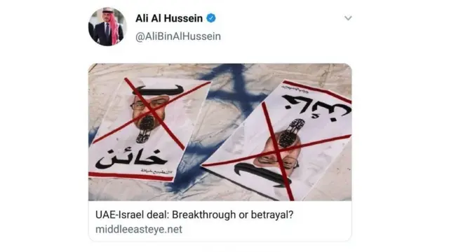 جاء المقال الذي شاركه الأمير تحت عنوان "الاتفاق الإسرائيلي الأردني: اختراق كبير أم خيانة؟"