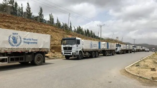 የዓለም ምግብ ፕሮግራም እርዳታን የጫኑ ተሽከርካሪዎች [ከፋይል]
