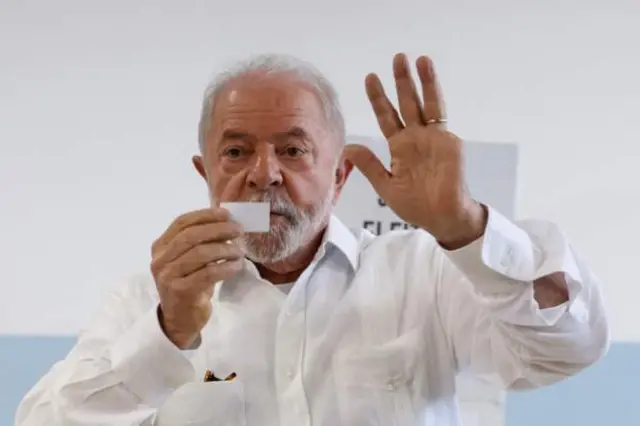 Former President Luiz Inácio Lula da Silva votes in Sao Bernardo do Campo, in Sao Paulo