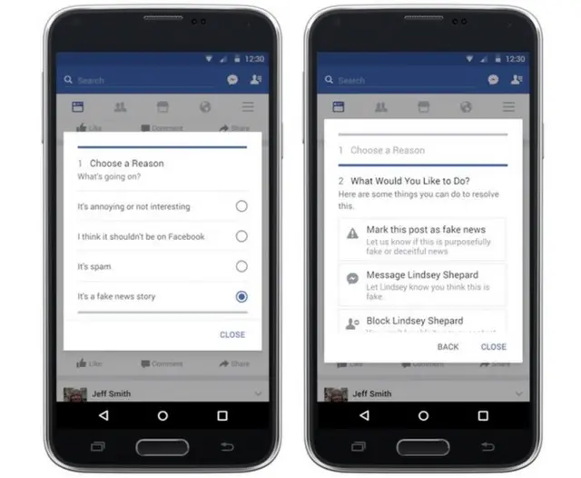 Denunciar noticias falsas en Facebook