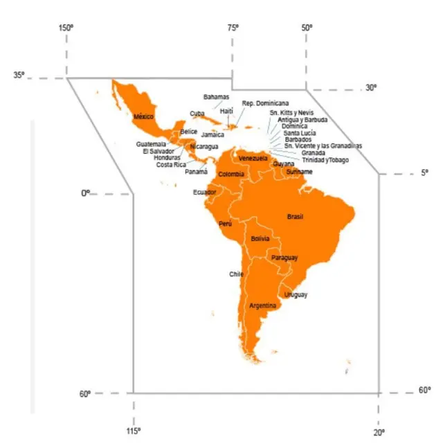La zona de cobertura del Tratado de Tlatelolco
