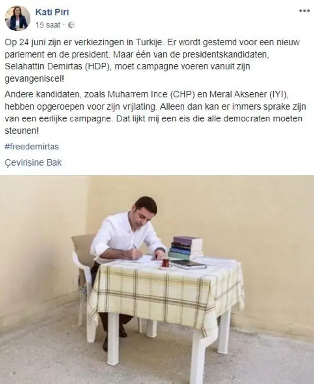 Kati Piri'nin Facebook postu