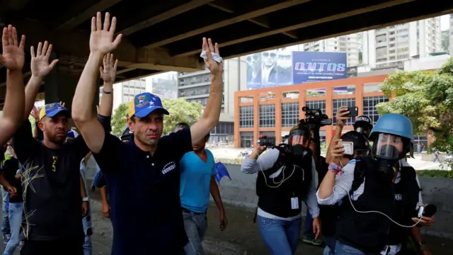 Henrique Capriles en la marcha opositora