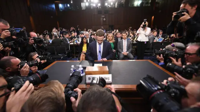 Mark Zuckerberg, en su comparecencia ante el Senado estadounidense.
