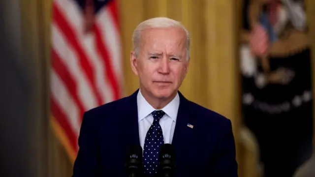 Президент США Джо Байден во время заявления о России
