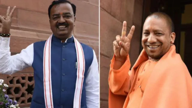 கேசவ் பிரசாத் மெளரியா மற்றும் யோகி ஆதித்யநாத் (வலது)