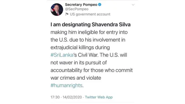 මයික් පොම්පෙඕ පෙබරවාරි මාසයේ ටුවිටර් ගිණුමේ තැබූ සටහන