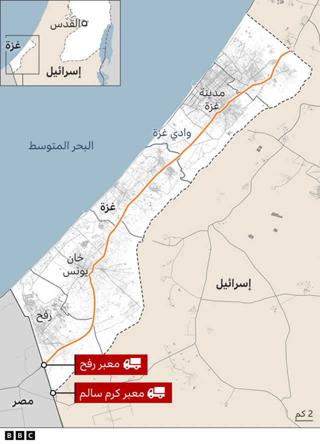 خريطة لقطاع غزة 