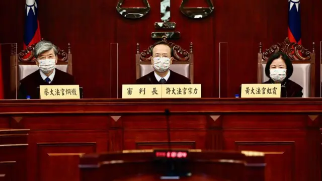 台湾宪法法庭审理画面。